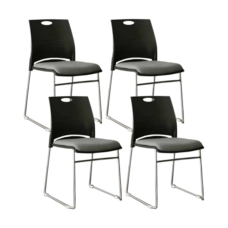 Low Back Armless Conference Chair Ergonomic Silver Steel Frame Chair