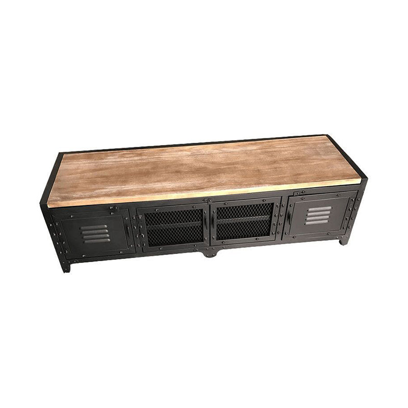 Industrial 18" H TV Stand with Storage , Solid Wood and Distressed Iron TV Console