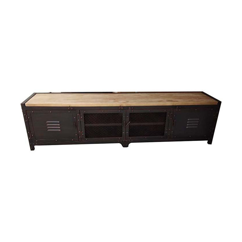 Industrial 18" H TV Stand with Storage , Solid Wood and Distressed Iron TV Console