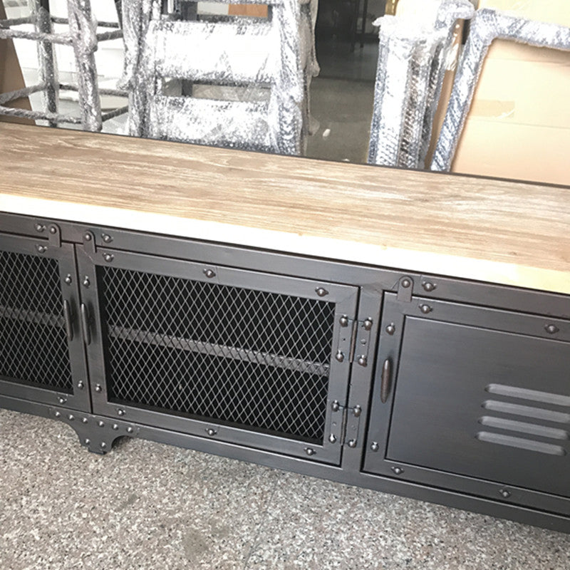 Industrial 18" H TV Stand with Storage , Solid Wood and Distressed Iron TV Console