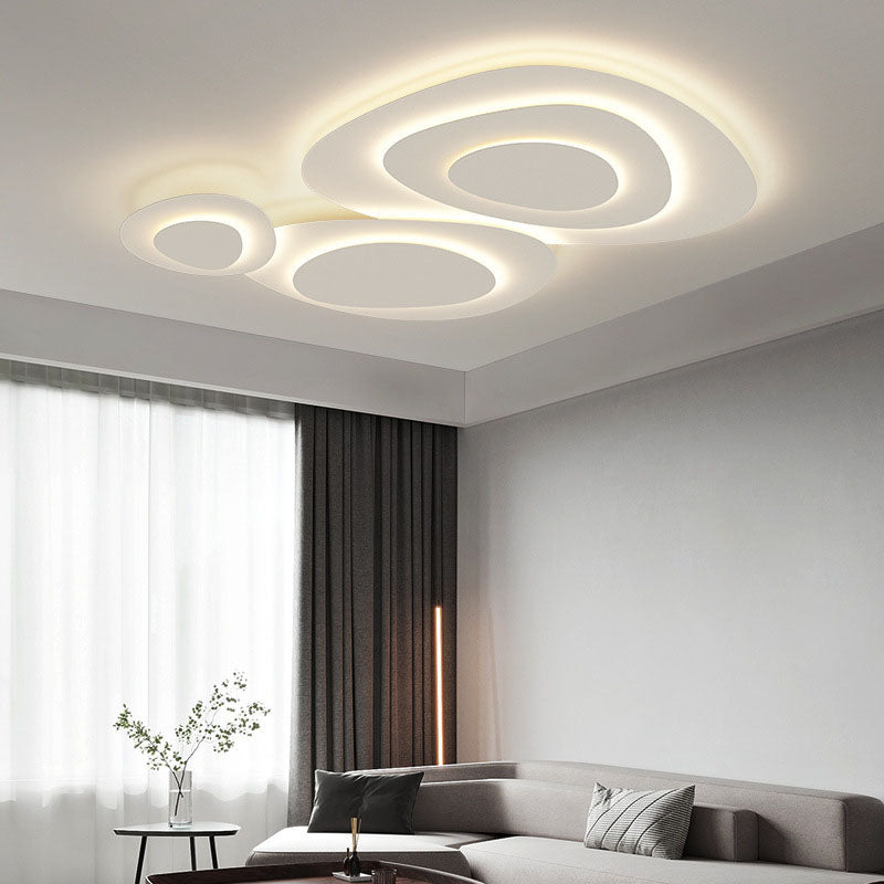 White Geometric Flush Light Modern Metal LED Ceiling Lamp for Living Room