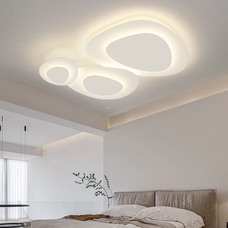 White Geometric Flush Light Modern Metal LED Ceiling Lamp for Living Room