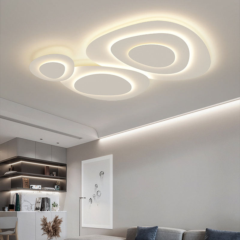 White Geometric Flush Light Modern Metal LED Ceiling Lamp for Living Room