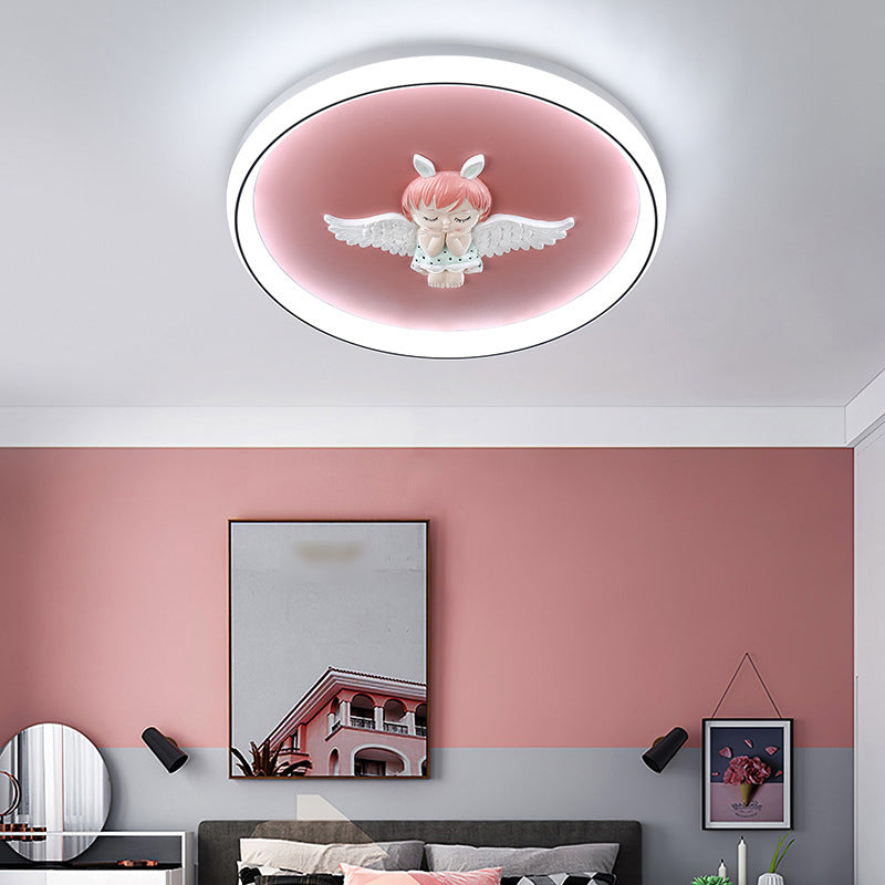Round Flush Light Fixtures Modern Style Metal 1 Light Flush Ceiling Light
