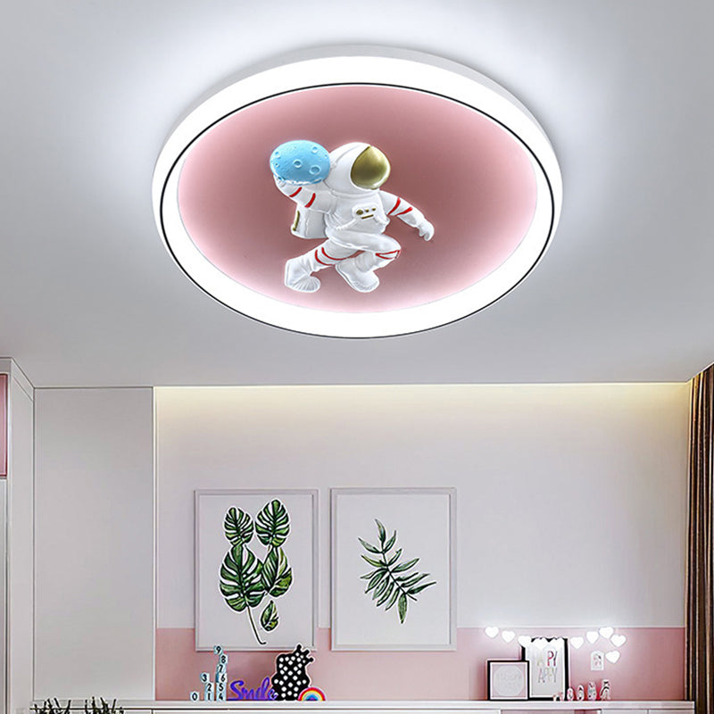 Round Flush Light Fixtures Modern Style Metal 1 Light Flush Ceiling Light