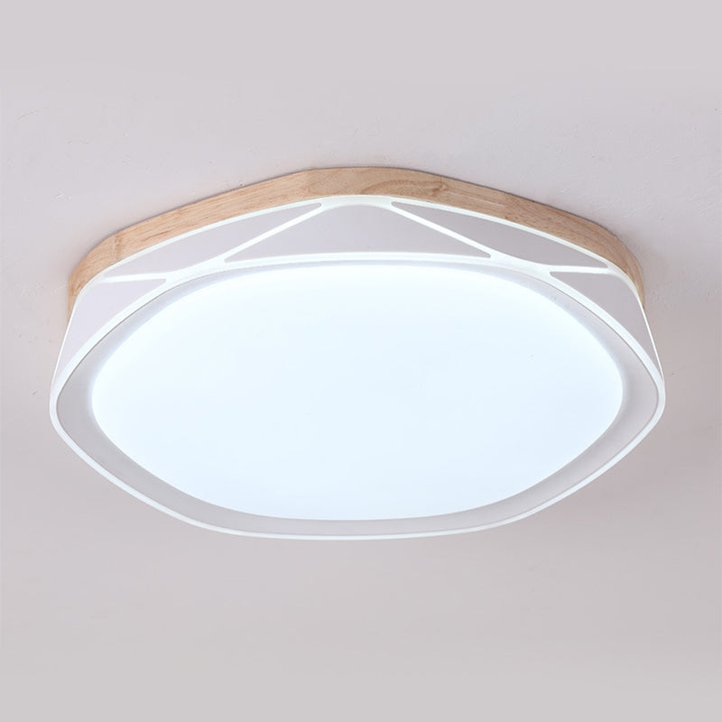 Geometric Flush Light Fixtures Modern Style Wood 1 Light Flush Mount Lighting