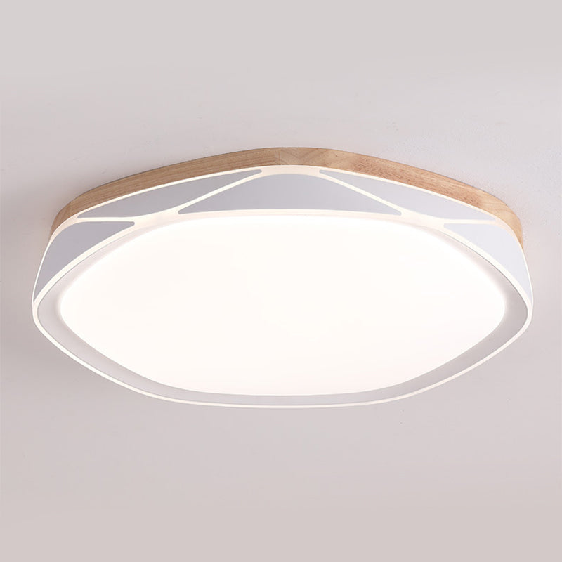 Geometric Flush Light Fixtures Modern Style Wood 1 Light Flush Mount Lighting