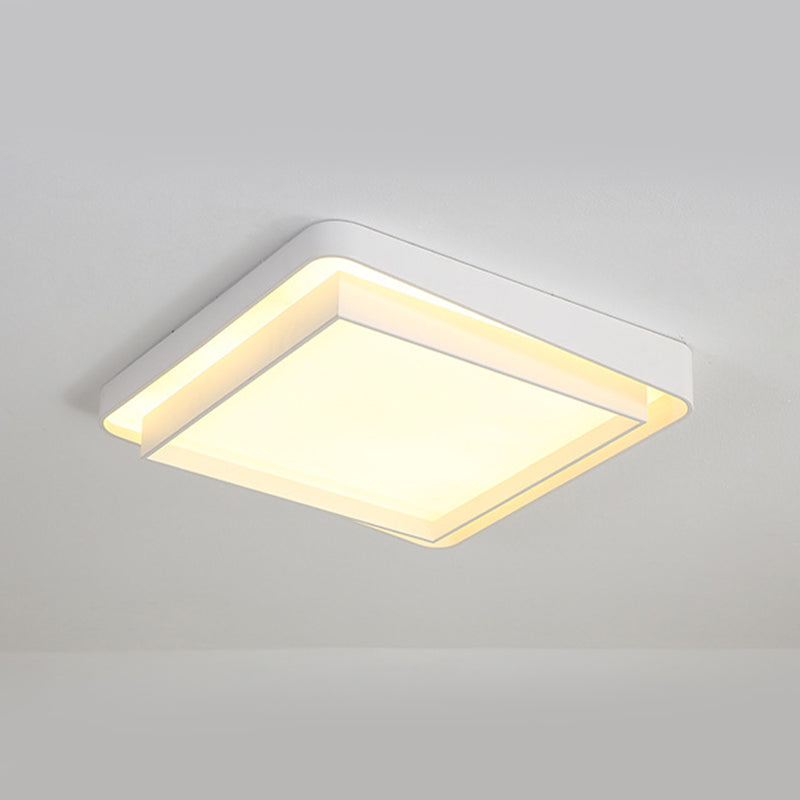 Geometric Flush Light Fixtures Modern Style Metal 1 Light Flush Mount Lighting in White