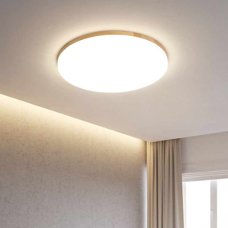 Modern Style Circle Shape Ceiling Lighting Wood 1 Light Ceiling Light for Living Room