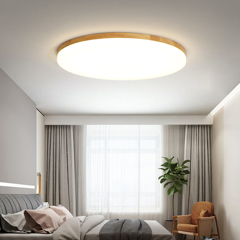 Modern Style Circle Shape Ceiling Lighting Wood 1 Light Ceiling Light for Living Room