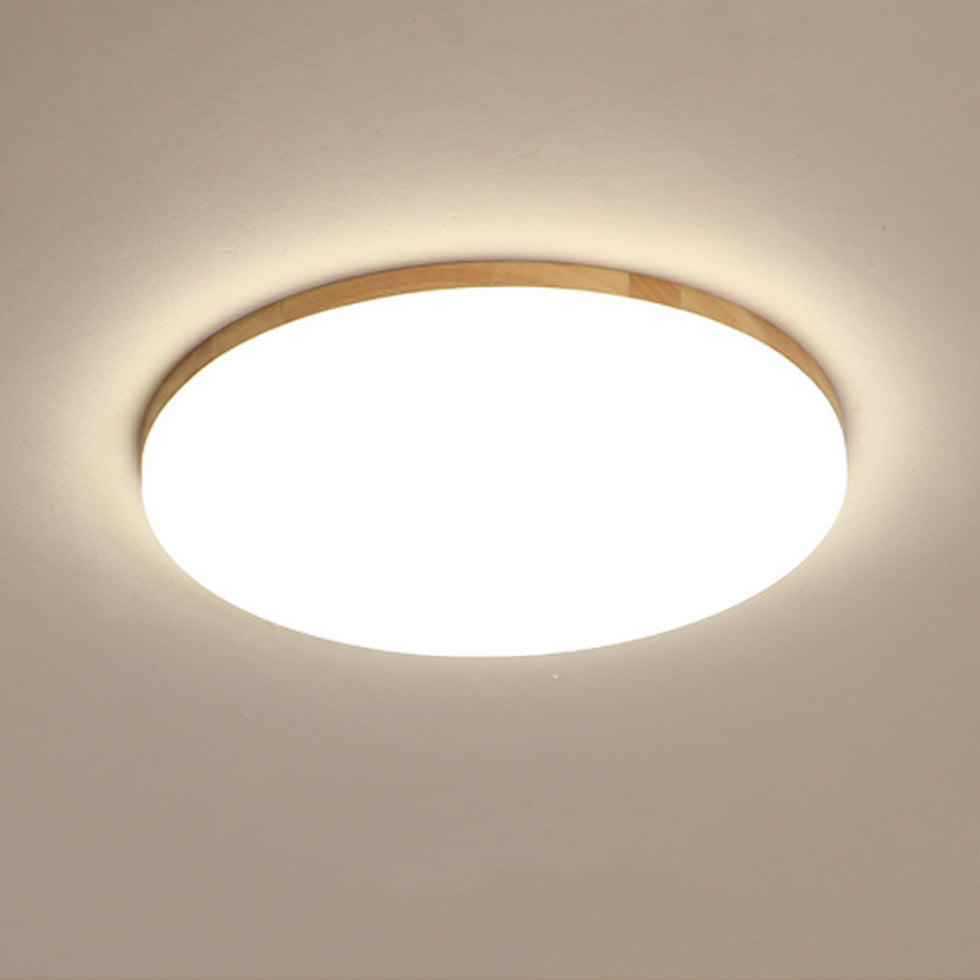 Modern Style Circle Shape Ceiling Lighting Wood 1 Light Ceiling Light for Living Room