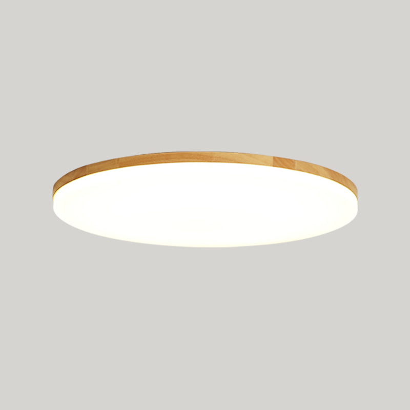 Modern Style Circle Shape Ceiling Lighting Wood 1 Light Ceiling Light for Living Room