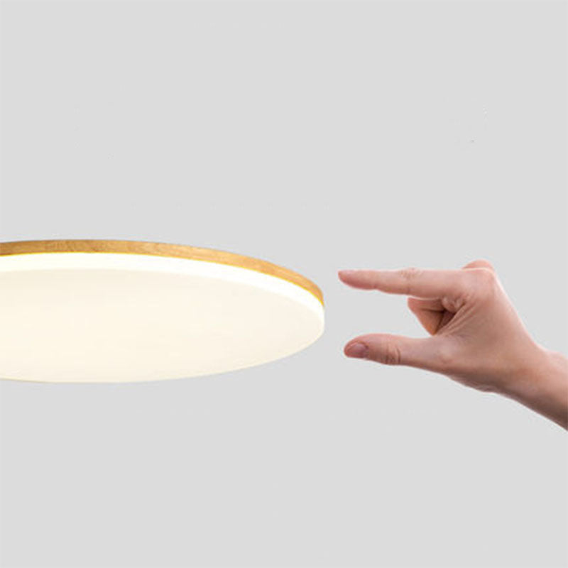 Modern Style Circle Shape Ceiling Lighting Wood 1 Light Ceiling Light for Living Room