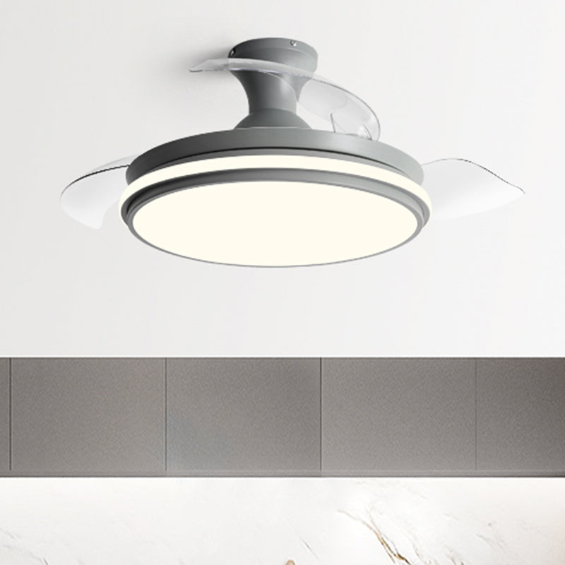 Round Ceiling Fan Lamp Kids Style Metal 1 Light Ceiling Fan Lighting