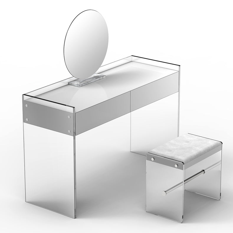 Straight Feet Makeup Dressing Table Manufactured Wood Top White Acrylic Makeup Table