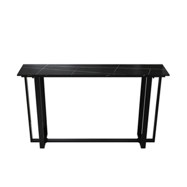 Rectangle Bar Dining Table Contemporary Bar Dining Table with Trestle Base in Black