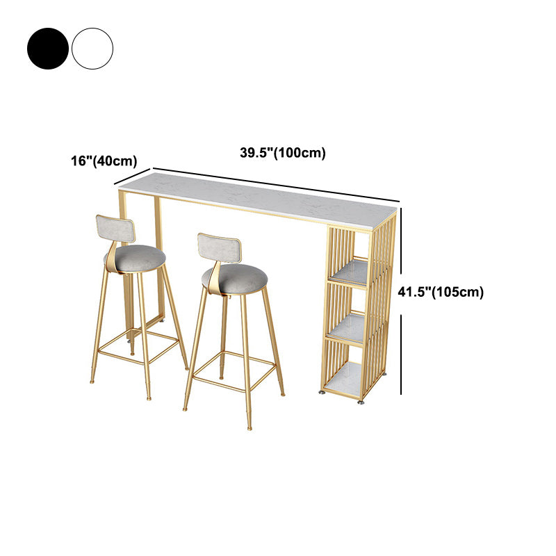 Indoor Contemporary Bistro Bar Desk with Storage Double Pedestal Bistro Bar Table