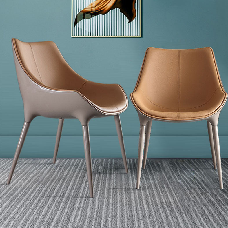 Contemporary Metal Dining Chair Wingback Side Furniture in Matte Finish for Home