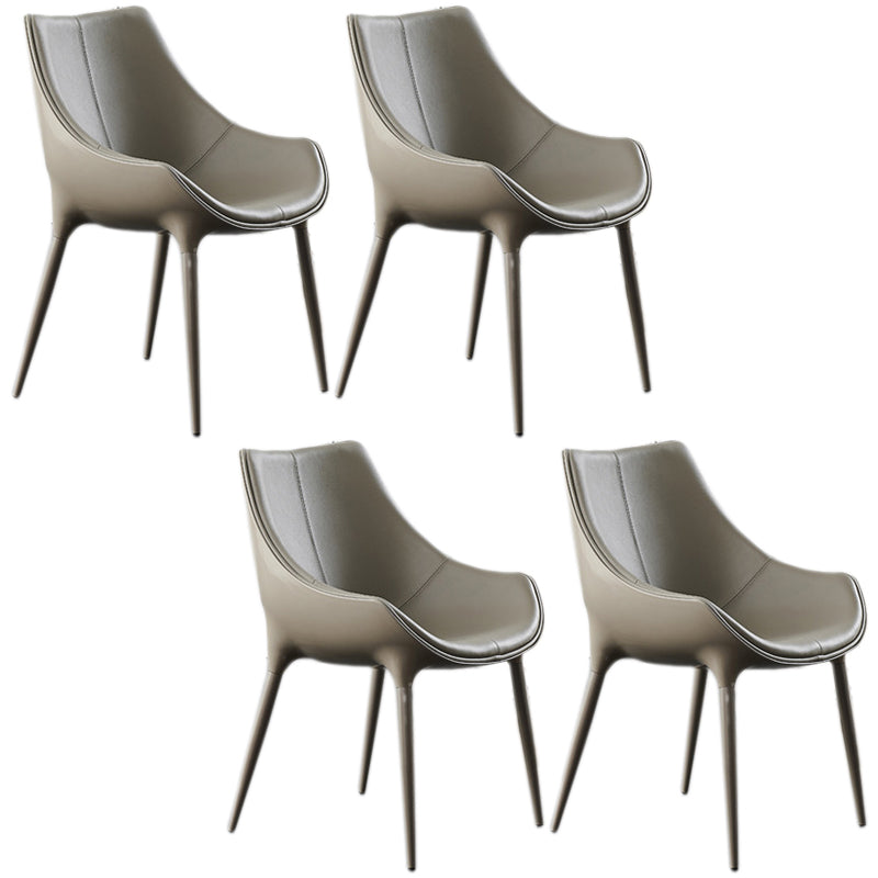 Contemporary Metal Dining Chair Wingback Side Furniture in Matte Finish for Home