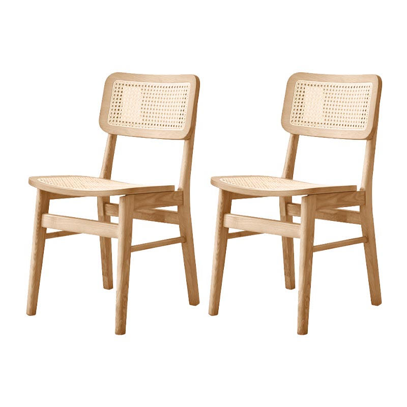 Solid Wood Side Chair Traditional Rattan Dining Chair with Wood Base