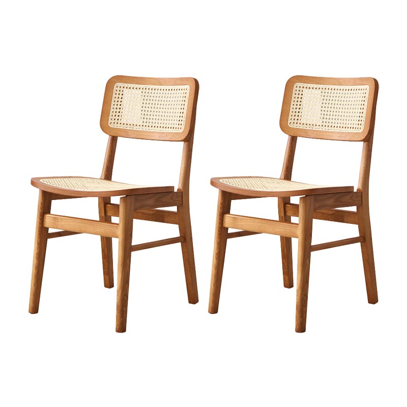 Solid Wood Side Chair Traditional Rattan Dining Chair with Wood Base