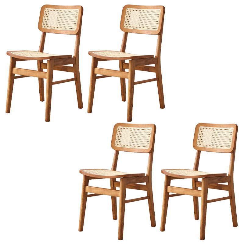 Solid Wood Side Chair Traditional Rattan Dining Chair with Wood Base