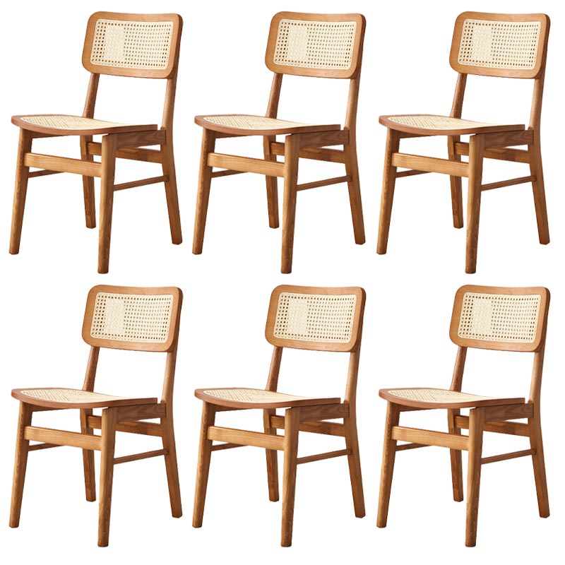 Solid Wood Side Chair Traditional Rattan Dining Chair with Wood Base