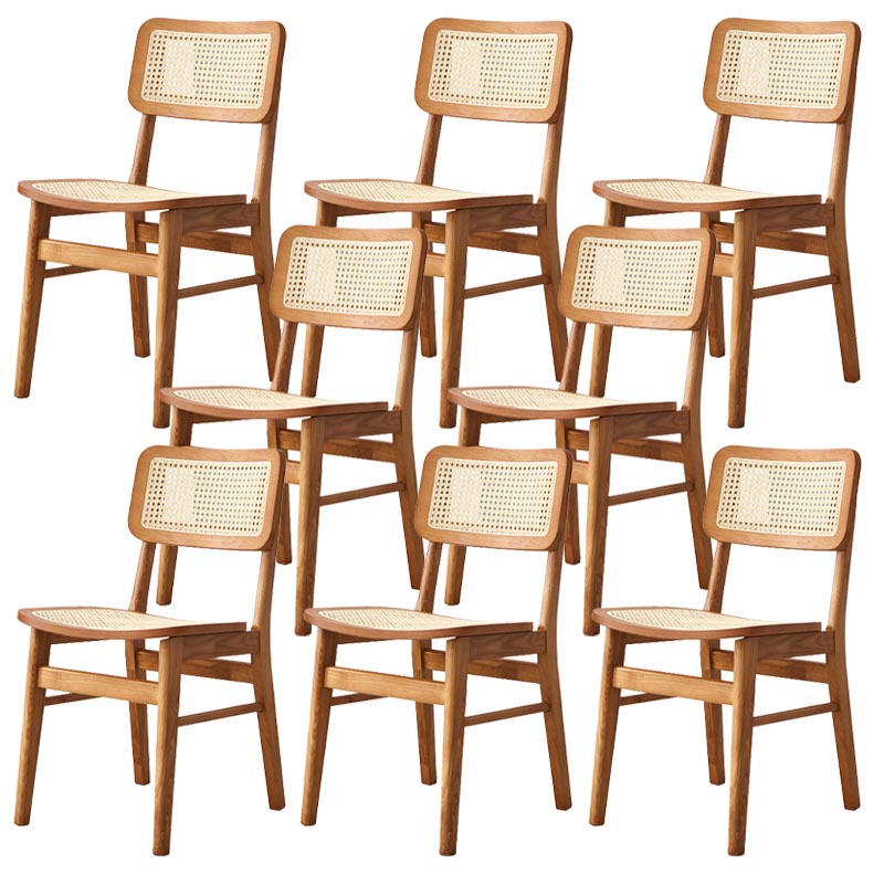 Solid Wood Side Chair Traditional Rattan Dining Chair with Wood Base