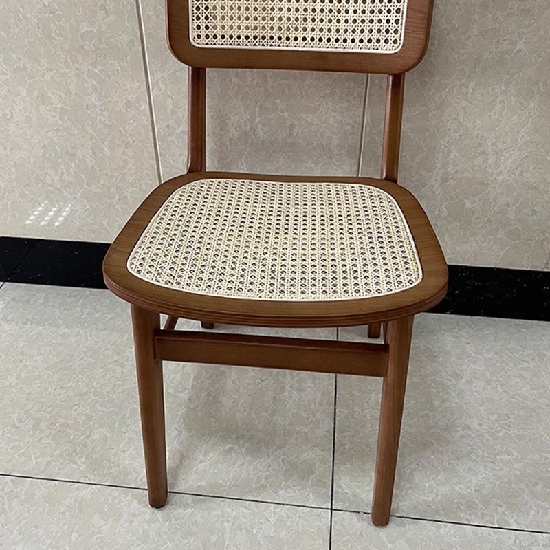 Solid Wood Side Chair Traditional Rattan Dining Chair with Wood Base