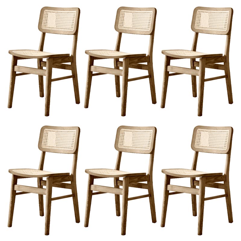 Solid Wood Side Chair Traditional Rattan Dining Chair with Wood Base