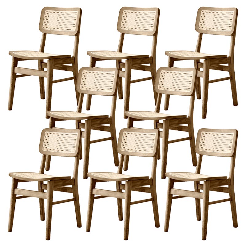 Solid Wood Side Chair Traditional Rattan Dining Chair with Wood Base