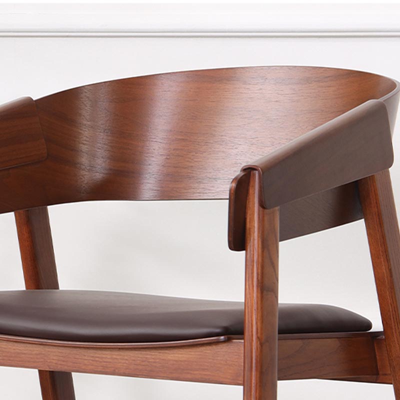 Wood Dining Arm Chair Modern Open Back Dining Chair with Wood Legs