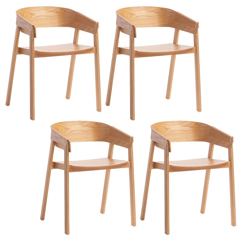 Wood Dining Arm Chair Modern Open Back Dining Chair with Wood Legs