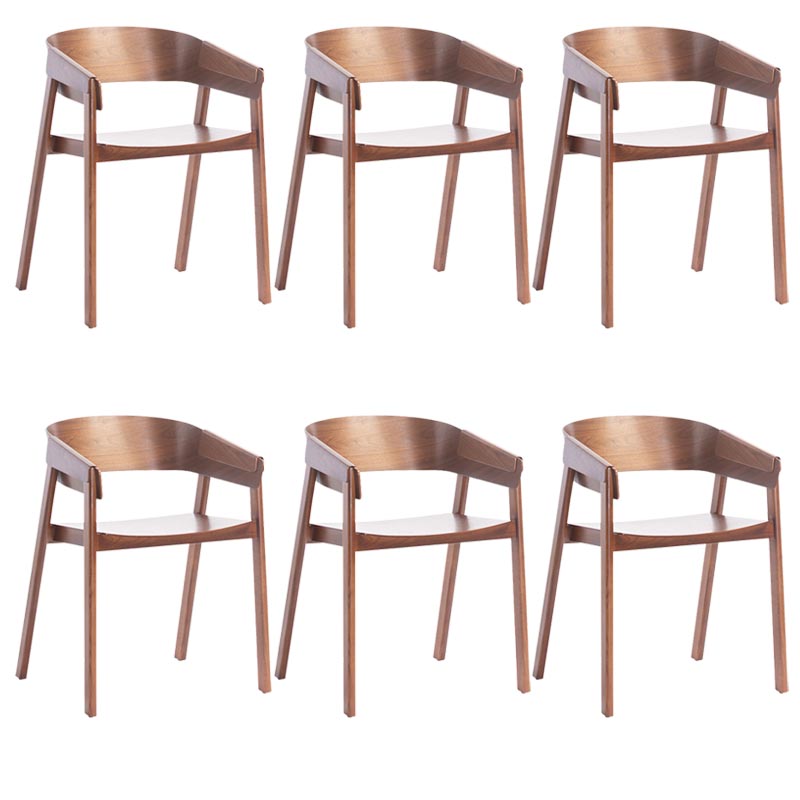 Wood Dining Arm Chair Modern Open Back Dining Chair with Wood Legs