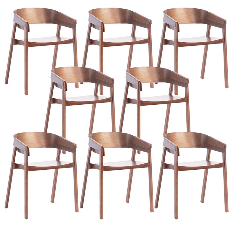 Wood Dining Arm Chair Modern Open Back Dining Chair with Wood Legs