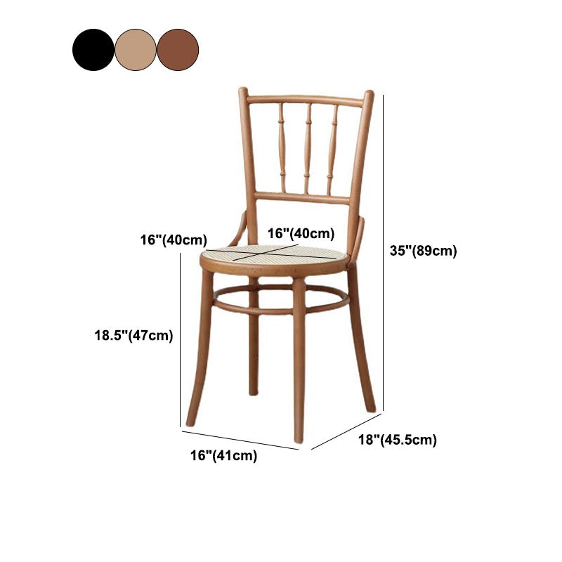 Wood Dining Side Chair Traditional Slat Back Side Chair for Home