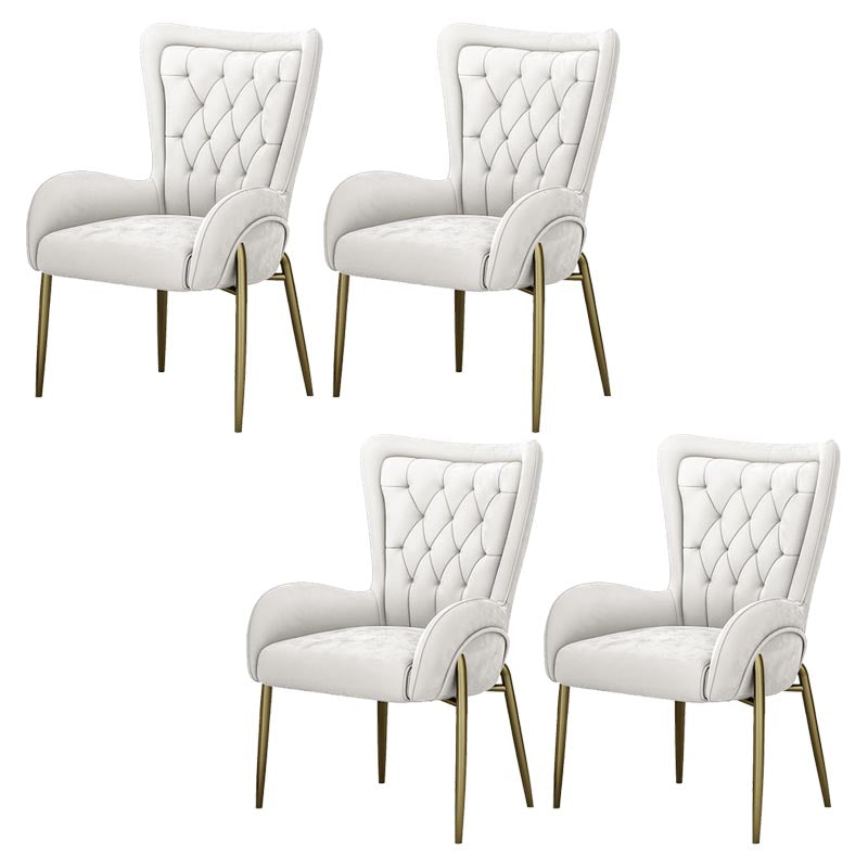 Glam Upholstered Chair Leather Arm Dining Chair with Gold Legs