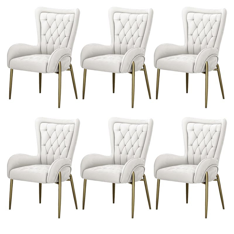 Glam Upholstered Chair Leather Arm Dining Chair with Gold Legs