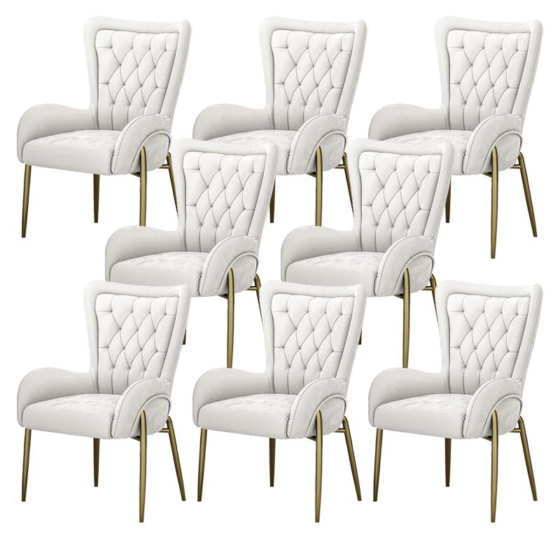 Glam Upholstered Chair Leather Arm Dining Chair with Gold Legs