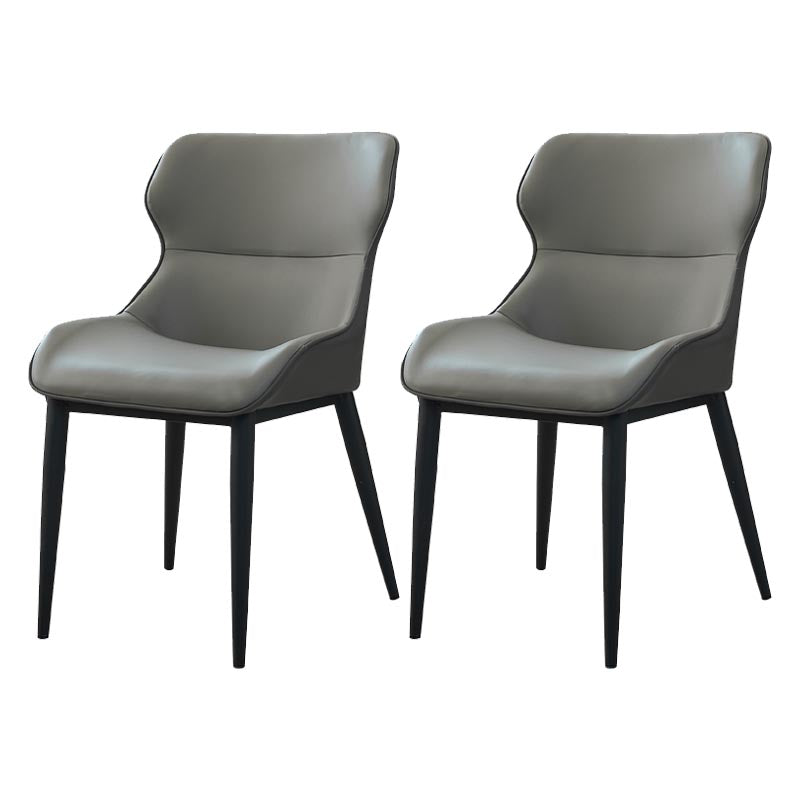 Leather Dining Side Chair Modern Upholstered Dining Chair with Black Legs