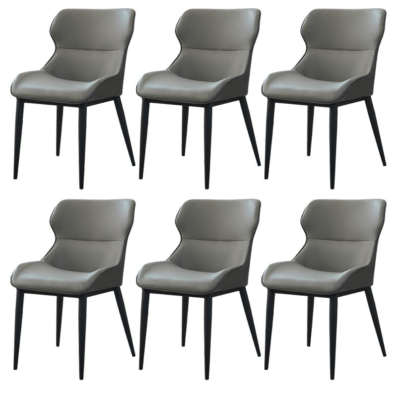 Leather Dining Side Chair Modern Upholstered Dining Chair with Black Legs