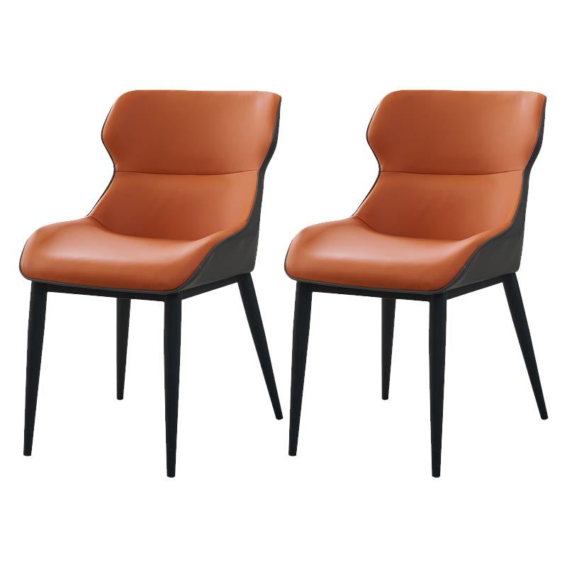 Leather Dining Side Chair Modern Upholstered Dining Chair with Black Legs