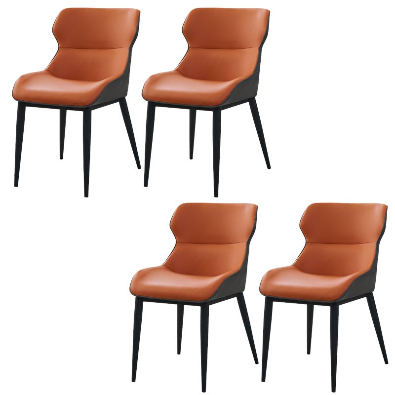 Leather Dining Side Chair Modern Upholstered Dining Chair with Black Legs