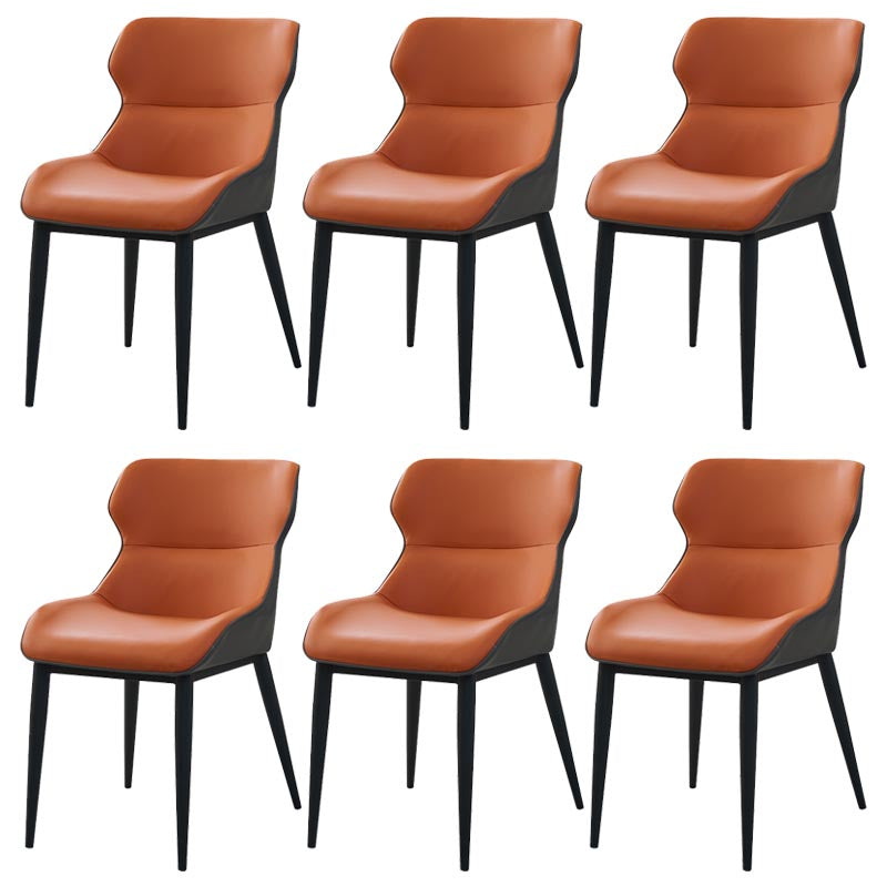 Leather Dining Side Chair Modern Upholstered Dining Chair with Black Legs