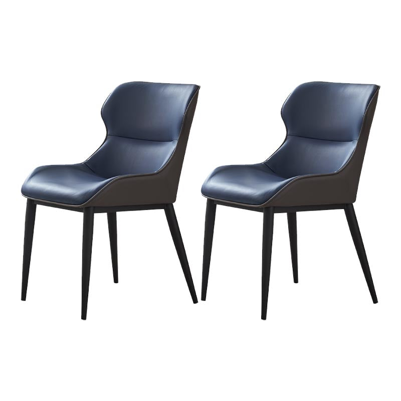 Leather Dining Side Chair Modern Upholstered Dining Chair with Black Legs