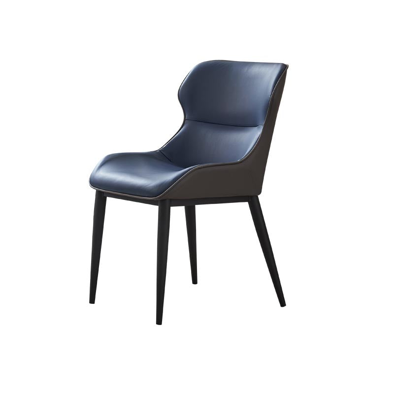 Leather Dining Side Chair Modern Upholstered Dining Chair with Black Legs