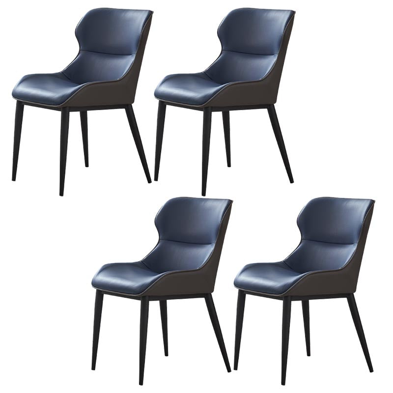 Leather Dining Side Chair Modern Upholstered Dining Chair with Black Legs