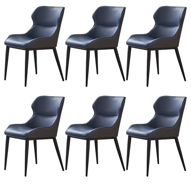 Leather Dining Side Chair Modern Upholstered Dining Chair with Black Legs