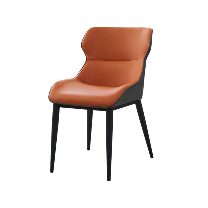 Leather Dining Side Chair Modern Upholstered Dining Chair with Black Legs