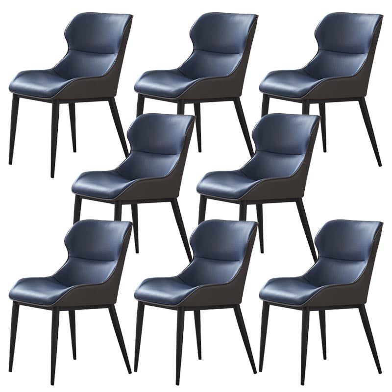 Leather Dining Side Chair Modern Upholstered Dining Chair with Black Legs